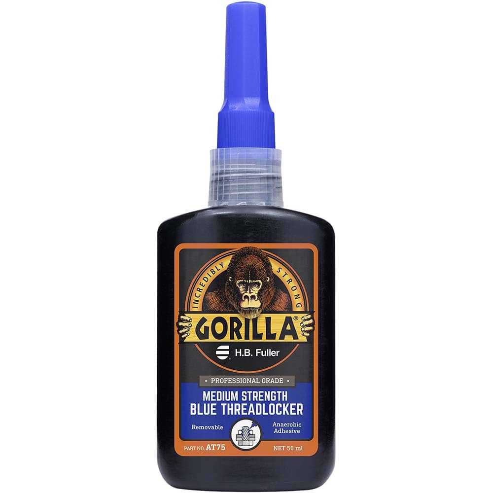 GorillaPro - 50 mL Bottle, Blue, Medium Strength Threadlocker - Americas Industrial Supply