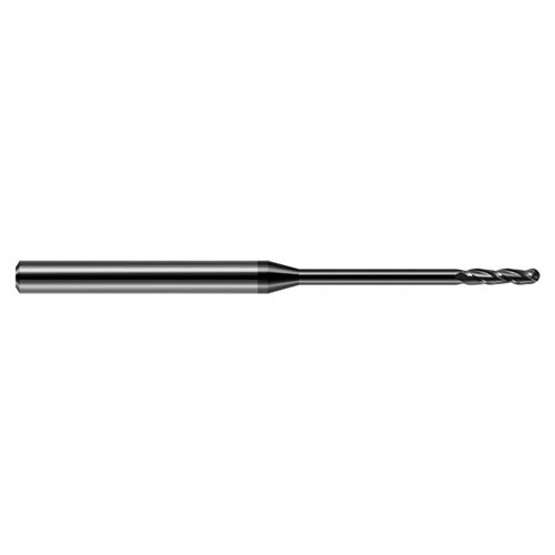 ‎5/64″ Dia. × 1/8″ Shank × 1/2″ DOC × 2-1/2″ OAL, Carbide DLC, Long , 3 Flute, Ballnose End Mill - Exact Industrial Supply
