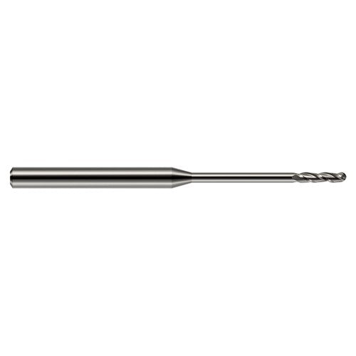 ‎0.02″ Dia. × 1/8″ Shank × 0.1″ DOC × 2-1/2″ OAL, Carbide Uncoated, Long , 3 Flute, Ballnose End Mill - Exact Industrial Supply