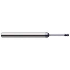 Corner Radius End Mill: 0.047″ Dia, 0.071″ LOC, 0.01″ Radius, 5 Flutes, Solid Carbide 2-1/2″ OAL, 1″ Shank Dia, Helix, AlTiN Nano Coated, Corner Radius End, Centercutting