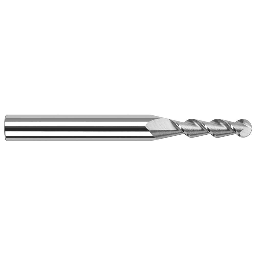 Harvey Tool - Ball End Mills; Mill Diameter (mm): 0.80 ; Mill Diameter (Inch): 1/32 ; Mill Diameter (Decimal Inch): 0.0310 ; Number of Flutes: 2 ; Length of Cut (Inch): 5/32 ; Length of Cut (Decimal Inch): 0.1560 - Exact Industrial Supply