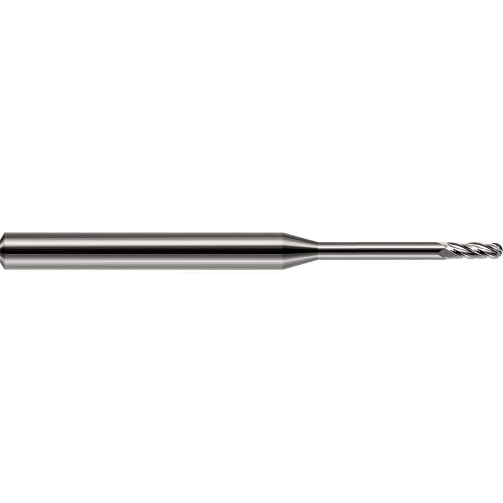 Harvey Tool - Ball End Mills; Mill Diameter (Inch): 1/16 ; Mill Diameter (Decimal Inch): 0.0620 ; Number of Flutes: 4 ; Length of Cut (Decimal Inch): 0.1860 ; Material: Solid Carbide ; Overall Length (Inch): 2 - Exact Industrial Supply