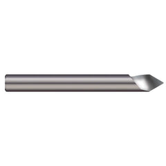 Engraving Cutter: 300 °, 1/8″ Dia, 0.01″ Tip Dia, Tipped Off Point, Solid Carbide Uncoated, 0.215″ LOC, 1/8″ Shank, 2″ OAL, 1 Flute, Use on Ferrous & Non-Ferrous Metals