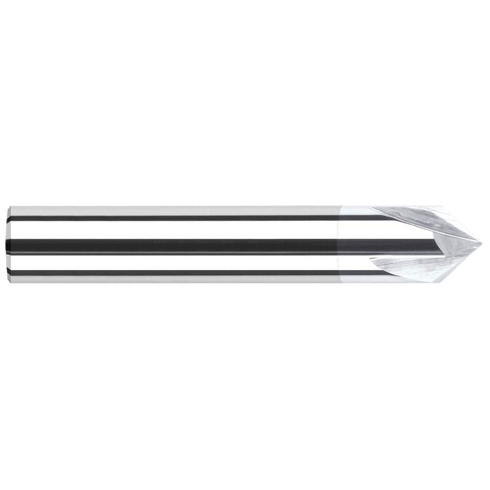 Chamfer Mill: 2 Flutes, Solid Carbide 2-1/2″ OAL, 1/4″ Shank Dia, TiB2 Coated