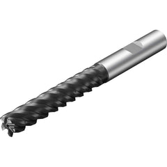 Corner Radius End Mill: 1/4″ Dia, 1-1/4″ LOC, 0.06″ Radius, 5 Flutes, Solid Carbide 2.938″ OAL, 1/4″ Shank Dia, 45 ° Helix, TiAlSiN Coated, Corner Radius End, Series CoroMill Plura