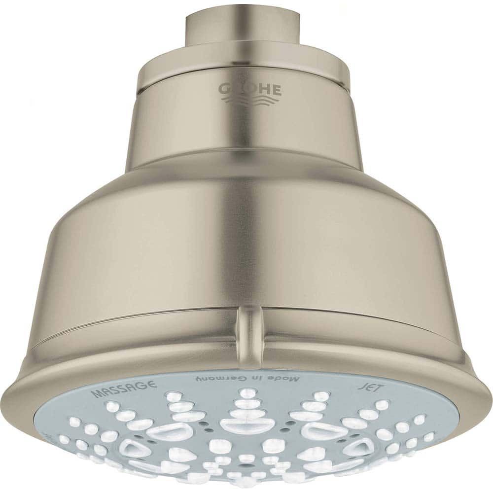 Grohe - Shower Heads & Accessories; Type: Shower Head ; Material: Metal ; GPM: 2.50 ; Face Diameter: 4 (Inch); Finish/Coating: Brushed; Nickel ; Settings: Spray, Pulse, Combination Pulse-Massage - Exact Industrial Supply