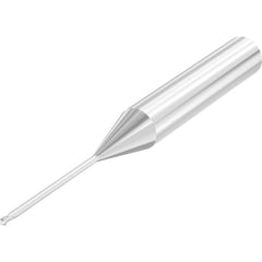 Ball End Mill: 0.0984″ Dia, 0.1″ LOC, 2 Flute, Solid Carbide 55 mm OAL, 35 ° Helix, Uncoated, Single End, Series SMB410
