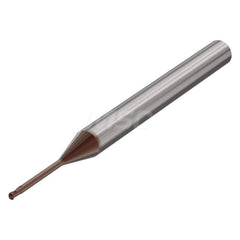 Ball End Mill: 0.0394″ Dia, 0.04″ LOC, 2 Flute, Solid Carbide 50 mm OAL, 30 ° Helix, HXT Coated, Single End, Series SMB714