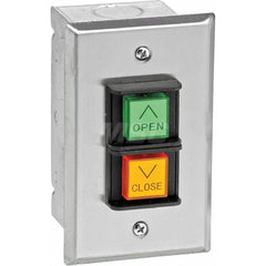 Garage Door Hardware; Type: Control Station, NEMA 1 Interior, Flush Mount; For Use With: Commercial Doors; Commercial Gate Openers; Material: Stainless Steel; Overall Width: 3; Overall Height: 4.25; Number of Buttons: 2; Includes: Two Button Control; Stai