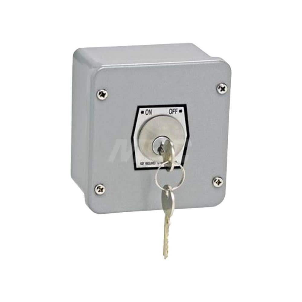 Garage Door Hardware; Type: Keyswitch,  2 Position Exterior Purpose, Surface Mount; For Use With: Commercial Doors; Commercial Gate Openers; Material: Metal; Overall Length: 2.63; Overall Width: 4; Overall Height: 4.375; Length (Inch): 2.63; For Use With: