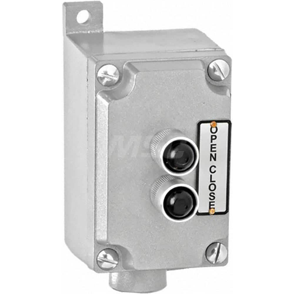 Garage Door Hardware; Type: Control Station, Nema 7/9 Explosion Proof, Surface Mount; For Use With: Commercial Doors; Commercial Gate Openers; Material: Metal; Overall Length: 4.38; Overall Width: 3; Overall Height: 6.125; Number of Buttons: 2; Includes: