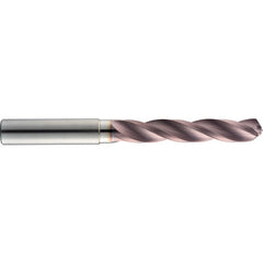 7.1 mm Dia. × 8 mm Shank × 53 mm Flute Length × 91 mm OAL, 5xD, 124°, TM, 3 Flute, Coolant Thru, Round Solid Carbide Drill - Exact Industrial Supply