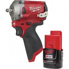 Milwaukee Tool - Cordless Impact Wrenches & Ratchets Voltage: 12.0 Drive Size (Inch): 3/8 - Americas Industrial Supply