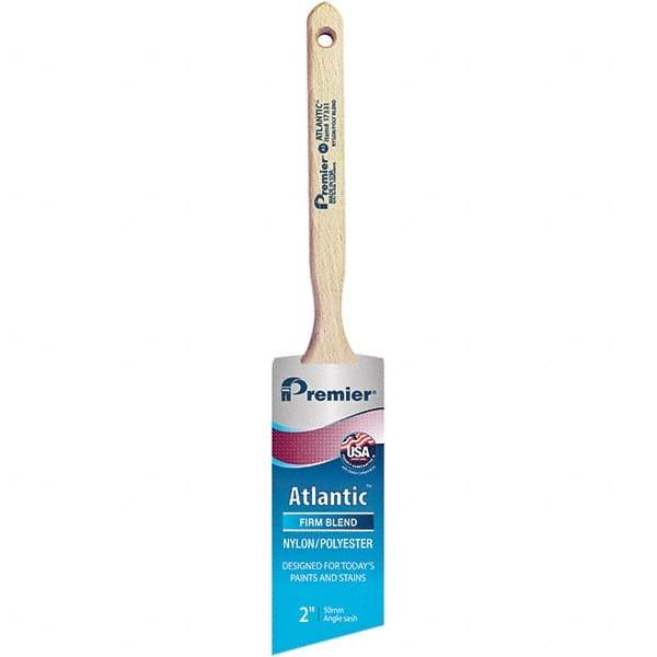 Premier Paint Roller - 2" Tapered Nylon/Polyester Angular Brush - 2-11/16" Bristle Length, 7-1/4" Wood Sash Handle - Americas Industrial Supply