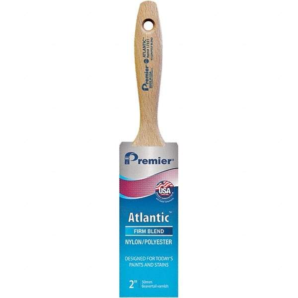 Premier Paint Roller - 2" Tapered Nylon/Polyester Varnish Brush - 2-11/16" Bristle Length, 5-1/4" Wood Beavertail Handle - Americas Industrial Supply