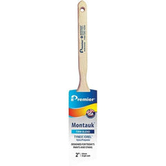 Premier Paint Roller - 2" Tapered Nylon/Polyester Angular Brush - 2-11/16" Bristle Length, 7" Wood Sash Handle - Americas Industrial Supply