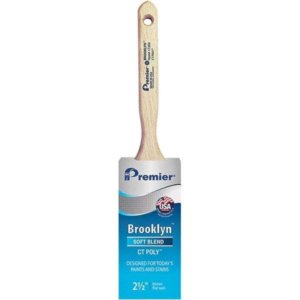 Premier Paint Roller - 2-1/2" Tapered Polyester Sash Brush - 2-15/16" Bristle Length, 7-1/2" Wood Sash Handle - Americas Industrial Supply