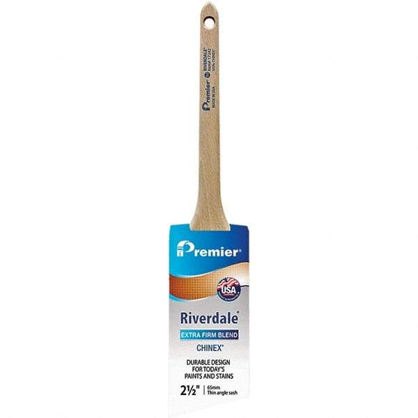 Premier Paint Roller - 2-1/2" Tapered Nylon Trim Brush - 2-11/16" Bristle Length, 8" Wood Sash Handle - Americas Industrial Supply