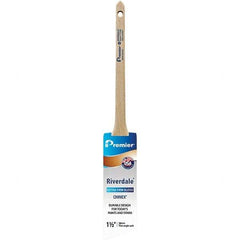 Premier Paint Roller - 1-1/2" Tapered Nylon Trim Brush - 2-3/16" Bristle Length, 7" Wood Sash Handle - Americas Industrial Supply