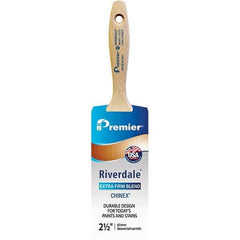 Premier Paint Roller - 2-1/2" Tapered Nylon Varnish Brush - 2-15/16" Bristle Length, 5-1/2" Wood Beavertail Handle - Americas Industrial Supply