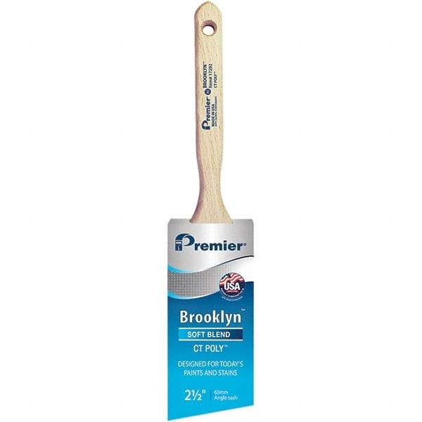 Premier Paint Roller - 2-1/2" Tapered Polyester Angular Brush - 2-15/16" Bristle Length, 7-1/2" Wood Sash Handle - Americas Industrial Supply