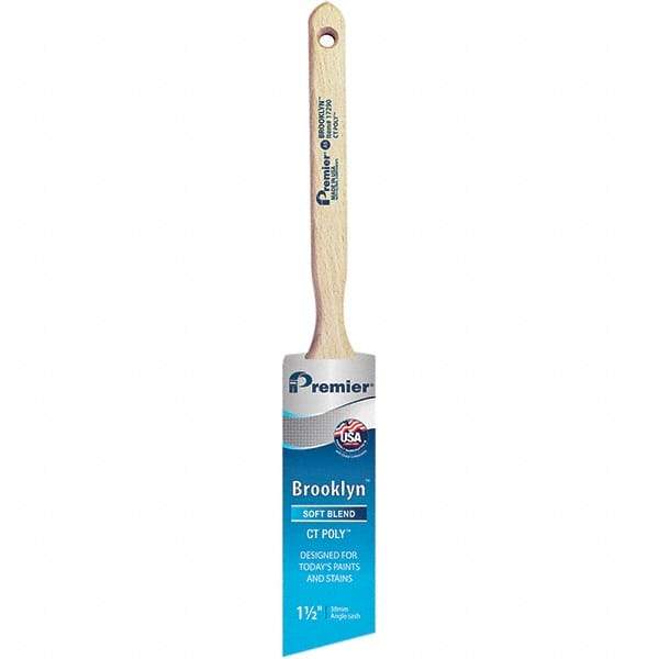 Premier Paint Roller - 1-1/2" Tapered Polyester Angular Brush - 2-3/16" Bristle Length, 7" Wood Sash Handle - Americas Industrial Supply