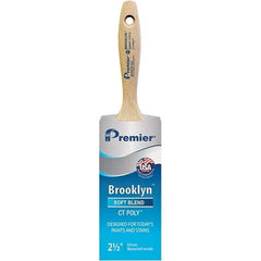 Premier Paint Roller - 2-1/2" Tapered Polyester Varnish Brush - 2-15/16" Bristle Length, 5-1/2" Wood Beavertail Handle - Americas Industrial Supply