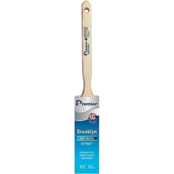 Premier Paint Roller - 1-1/2" Tapered Polyester Sash Brush - 2-7/16" Bristle Length, 7" Wood Sash Handle - Americas Industrial Supply