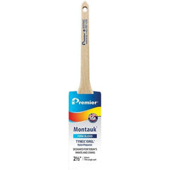 Premier Paint Roller - 2-1/2" Tapered Nylon/Polyester Trim Brush - 2-11/16" Bristle Length, 8" Wood Sash Handle - Americas Industrial Supply