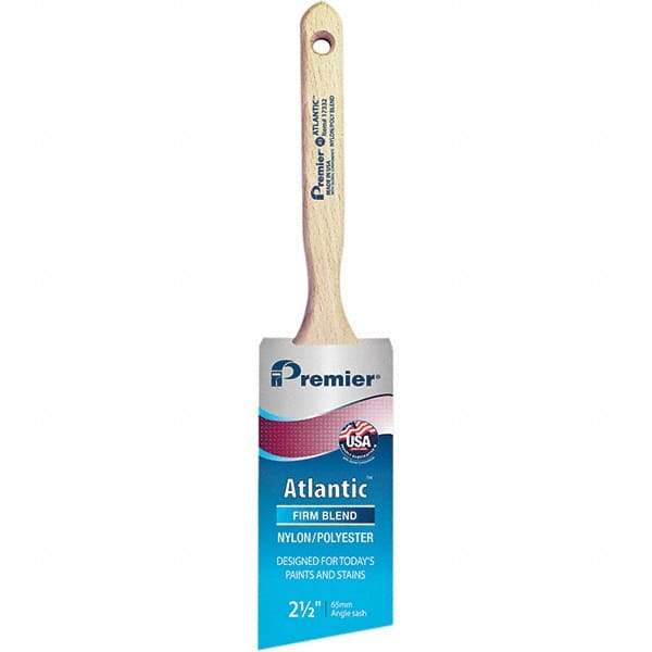 Premier Paint Roller - 2-1/2" Tapered Nylon/Polyester Angular Brush - 2-15/16" Bristle Length, 7-1/2" Wood Sash Handle - Americas Industrial Supply