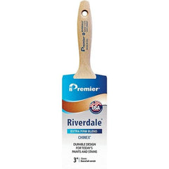 Premier Paint Roller - 3" Tapered Nylon Varnish Brush - 3-3/16" Bristle Length, 6" Wood Beavertail Handle - Americas Industrial Supply