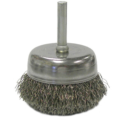 2″ Crimped Wire Utility Cup Brush, .0118″ Steel Fill, 1/4″ Stem - Americas Industrial Supply