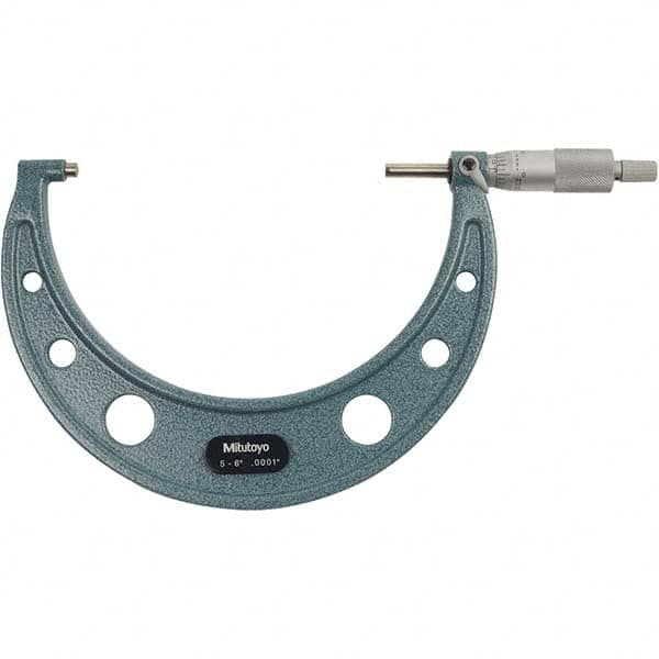 Mitutoyo - Mechanical Outside Micrometers Minimum Measurement (Decimal Inch): 5 Maximum Measurement (Decimal Inch): 6 - Americas Industrial Supply