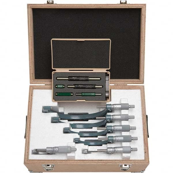 Mitutoyo - Mechanical Outside Micrometer Sets Minimum Measurement (Inch): 0 Maximum Measurement (Inch): 6.0000 - Americas Industrial Supply