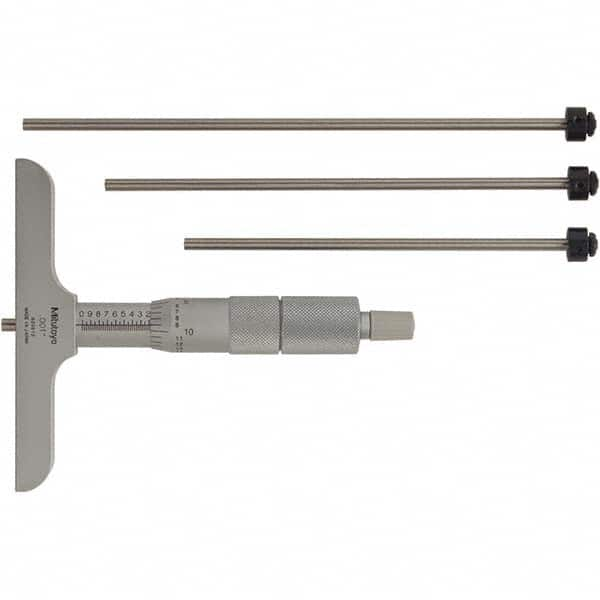 Mitutoyo - Mechanical Depth Micrometers Minimum Measurement (Decimal Inch): 0 Maximum Measurement (Decimal Inch): 4.00 - Americas Industrial Supply