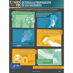 NMC - "COVID 19 - Detenga La Propagacion De Los Microbios", 18" Wide x 24" High, Paper Safety Sign - Americas Industrial Supply