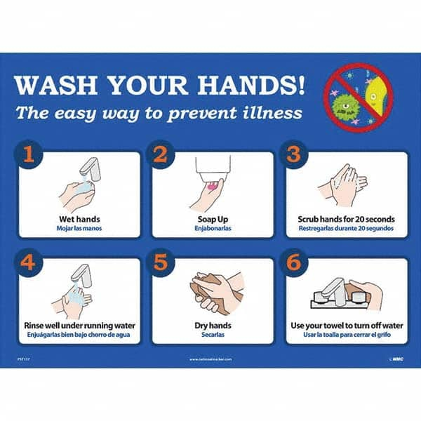 NMC - "Wash Your Hands! - The Easy Way to Prevent Illness", 24" Wide x 18" High, Paper Safety Sign - Americas Industrial Supply