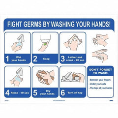 NMC - "Fight Germs By Washing Your Hands!", 24" Wide x 18" High, Paper Safety Sign - Americas Industrial Supply