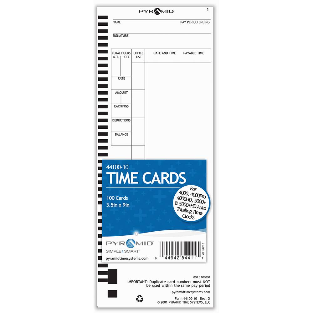 Pyramid - Time Cards & Time Clock Accessories For Use With: Pyramid Time Systems Time Clock models 4000, 400PRO, 4000HD, 400PROK, 5000, 5000HD Height (Inch): 4-5/16 - Americas Industrial Supply