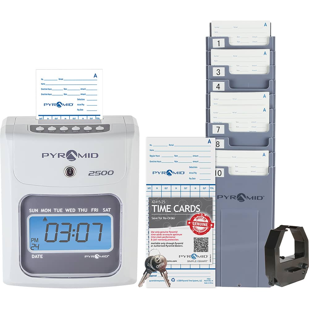 Pyramid - Time Clocks & Time Recorders Punch Style: Manual Power Source: 100 to 240 V @ 50 to 60 Hz - Americas Industrial Supply