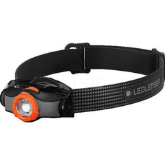 Aluminum Hands-free Flashlight 200 Lumens, LED Bulb, Black & Orange Body, Includes (1) Battery Set