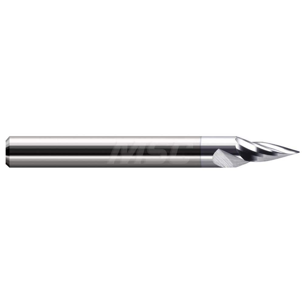 Tapered End Mill: 20 ° per Side, 0.062″ Small Dia, 0.261″ LOC, 2 Flutes, Solid Carbide, Ball End 3/16″ Shank Dia, 2″ OAL, TiB2 Finish, Runner Cutters - For Non-Ferrous Materials