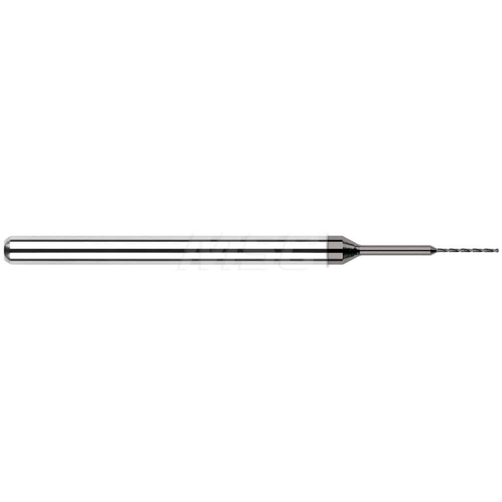 Micro Drill Bit: 0.02″ Dia, 130 °, Solid Carbide Amorphous Diamond Finish, RH Cut, Spiral Flute
