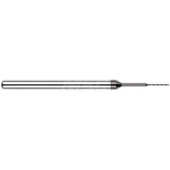 Micro Drill Bit: 0.02″ Dia, 130 °, Solid Carbide Amorphous Diamond Finish, RH Cut, Spiral Flute