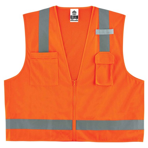 8249Z 4/5 XL Orange Econ Surveyors Vest Type R Class 2 - Americas Industrial Supply