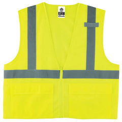 8220Z Standard Vest Lime L/ XL Zipper Glowear - Americas Industrial Supply