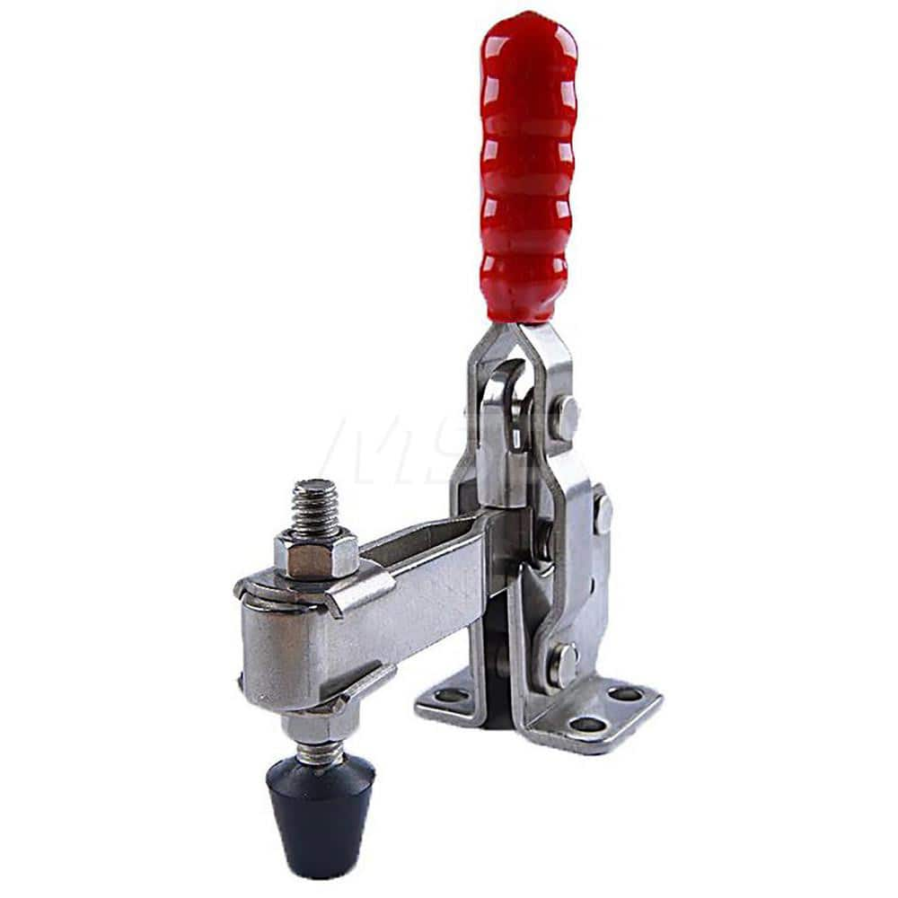 Manual Hold-Down Toggle Clamp: Vertical, 500 lb Capacity, U-Bar, Flanged Base 60 ° Handle Movement, 100 ° Bar Opening, Plastic