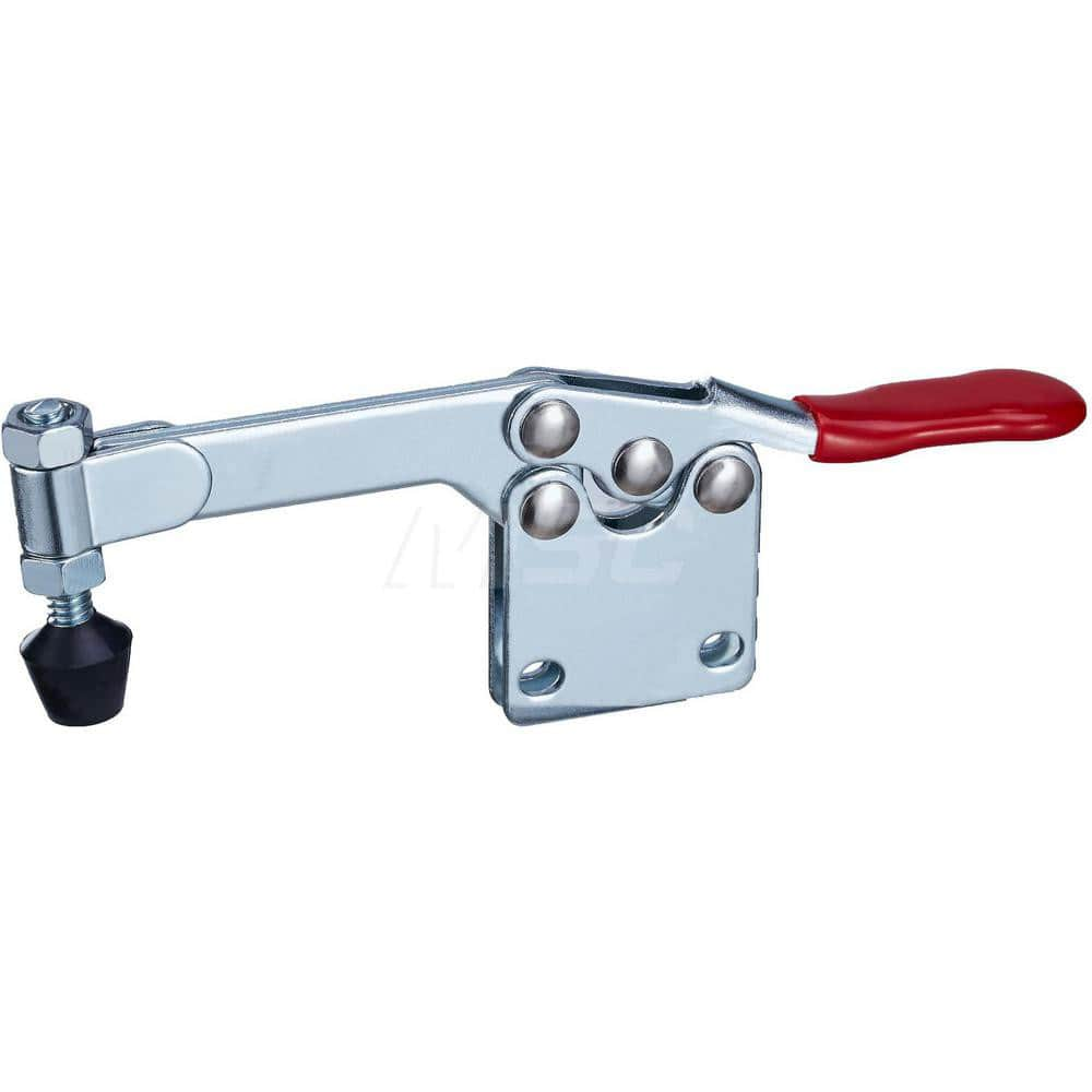 Manual Hold-Down Toggle Clamp: Horizontal, 200 lb Capacity, Solid Bar, Straight Base 60 ° Handle Movement, 85 ° Bar Opening, Plastic