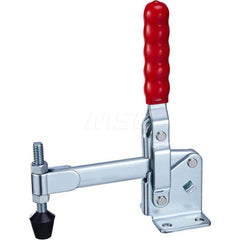Manual Hold-Down Toggle Clamp: Vertical, 750 lb Capacity, Solid Bar, Flanged Base 58 ° Handle Movement, 105 ° Bar Opening, Plastic