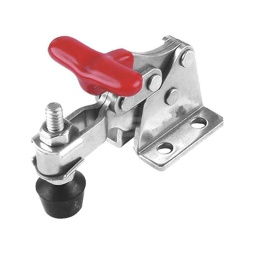 Manual Hold-Down Toggle Clamp: Horizontal, 150 lb Capacity, U-Bar, Flanged Base 170 ° Handle Movement, 90 ° Bar Opening, Plastic